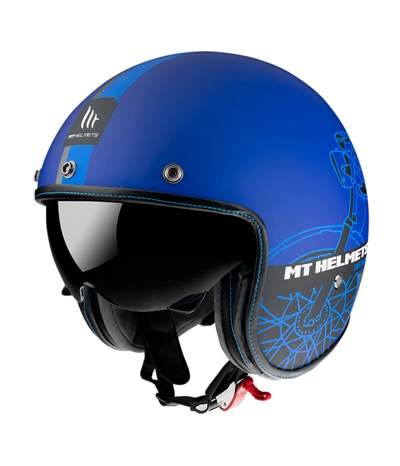 azafata Indica apretado Casco MT Helmets Cafe Racer azul – Moto Lujos Mellos