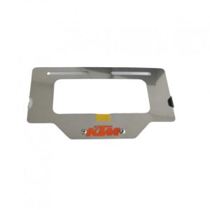 PORTA PLACA CROMO KTM (RELIEVE NARANJA) ACERO
