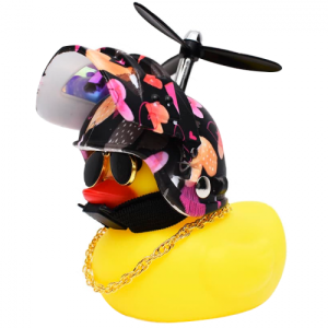 Acompañante Viajero Pato Amarillo (Casco Abatible Negro Corazones)