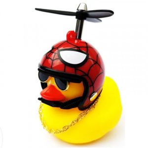 ACOMPANANTE VIAJERO PATO AMARILLO (CASCO CARA SPIDERMAN)