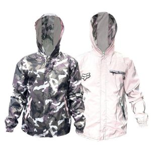 CHAQUETA DOBLE FAZ CAMUFLADA GRIS MORADO/REFLECTIVA CON LOGO XL