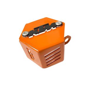 Protector Bomba De Freno Trasero Naranja KTM Logo 3D Negro Acero