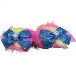 POMPONES MULTICOLOR/MOÑO AZUL BRILLANTE