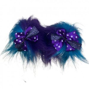 POMPONES AZUL MORADO MOÑO MORADO CON PEPITAS