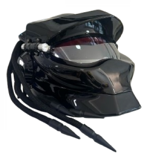 Casco Abatible Depredador Negro Brillo Visor Plata M
