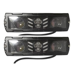EXPLORADORAS 2 LED LUPA DUAL RECTANGULAR CALAVERA