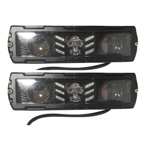 EXPLORADORAS 2 LED LUPA DUAL RECTANGULAR CALAVERA