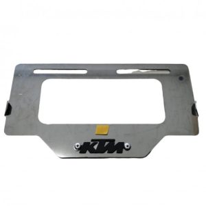 PORTA PLACA CROMO KTM (RELIEVE NEGRO) ACERO