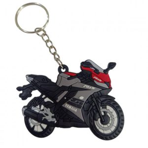 LLAVERO DE MOTO EN GOMA R15 ROJA - GRIS