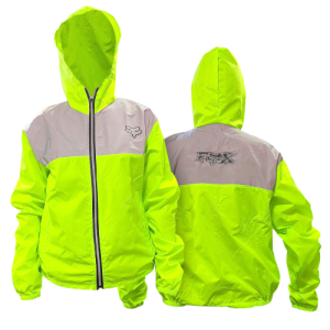 CHAQUETA CORTAVIENTOS FOX VERDE NEON GRIS CON REFLECTIVO S
