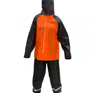 IMPERMEABLE SILICONADO NEGRO NARANJA TALLA S