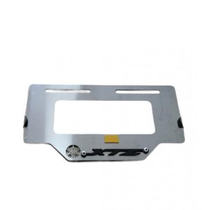 PORTA PLACA XTZ CROMO (RELIEVE NEGRO) ACERO