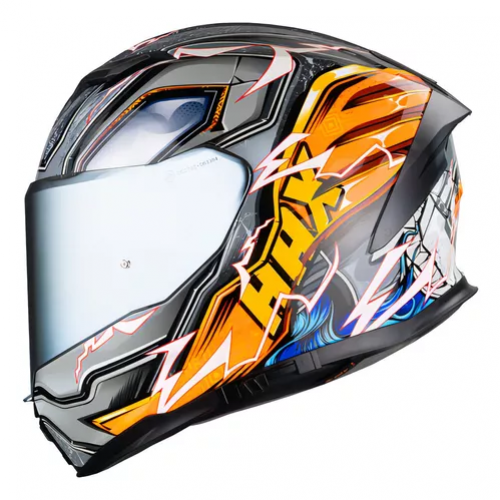 CASCO HAX INTEGRAL FORCE THUNDER NARANJA GRIS BRILLO M