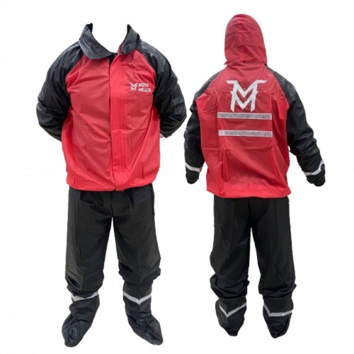 IMPERMEABLE SILICONADO MOTO MELLOS PECHO ROJO TALLA L