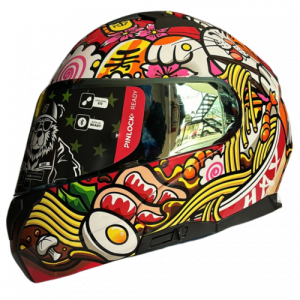 CASCO HAX ABATIBLE AMATISTA MANEKI NEKO ROJO NARANJA BRILLO XL