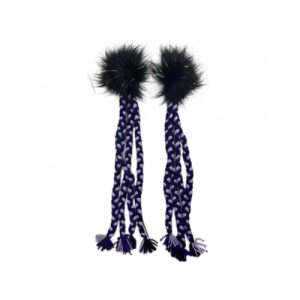 TRENZA TIPO RASTA PARA CASCO (NEGRO-MORADO -LILA/POMPON NEGRO)