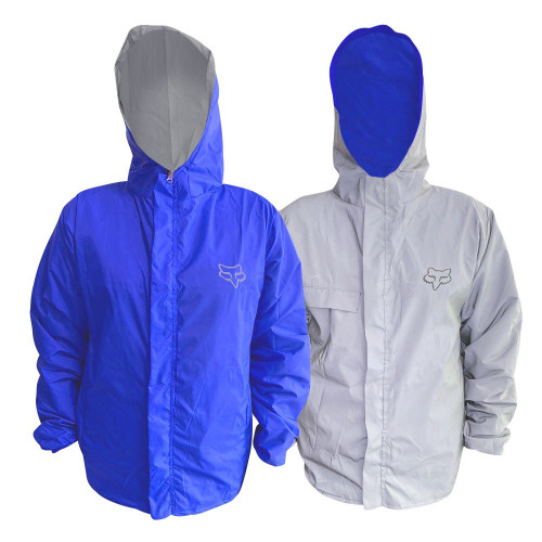 CHAQUETA FOX DOBLE FAZ AZUL-GRIS CON REFLECTIVO XXL