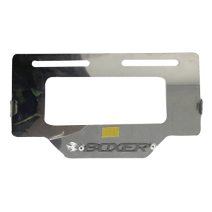 Porta placa Boxer (logo relieve) acero