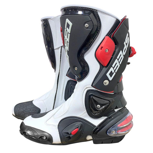 BOTAS MOTO VELOCIDAD SPEED BLANCO ROJO 42