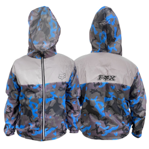 CHAQUETA CORTAVIENTOS SENCILLA CAMUFLADA AZUL MORADO CON REFLECTIVO FOX S
