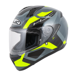 CASCO INTEGRAL HJC C10 TINS_MC3H GRIS BRILLO AMARILLO NEON VISOR TRANSPARENTE L