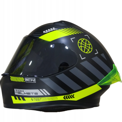 CASCO INTEGRAL ICH 503 CYBERPUNK NEGRO AMARILLO-NEON VISOR SILVER L