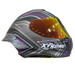 CASCO XTRONG 820 TURBO NEGRO CON GRIS Y ROJO VISOR ROJO XL