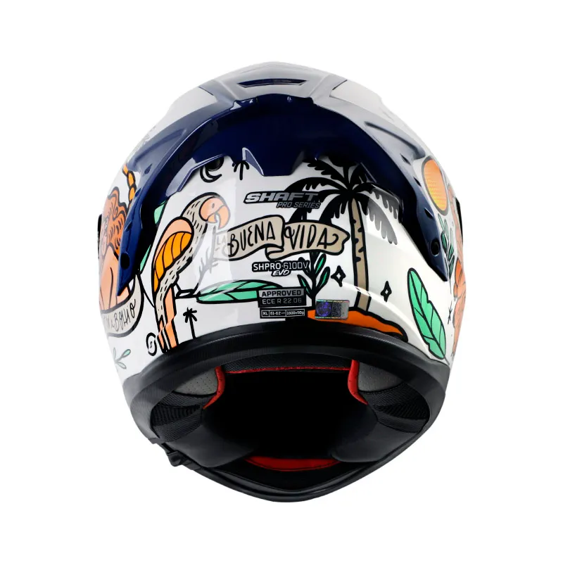 Casco Integral Shaft Pro 610 DV Buena Vida Blanco Verde Visor Humo Claro Iridium Azul XL - Imagen 3