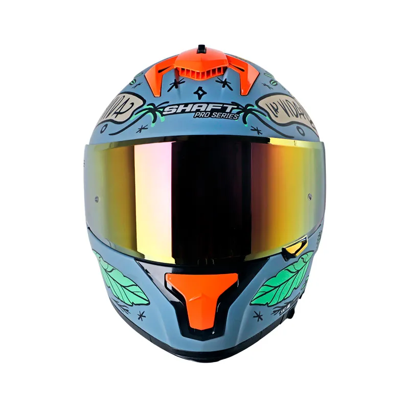 CASCO INTEGRAL SHAFT PRO 610 DV BUENA VIDA AZUL CLARO/VERDE VISOR