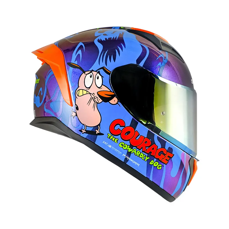 CASCO INTEGRAL SHAFT 582 SP EVO THE COWARDLY DOG VISOR IRIDIUM DORADO HUMO CLARO S - Imagen 4