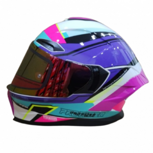 CASCO INTEGRAL PRO RIDER 716SP WIELKI BLANCO / MORADO / TURQUESA VISOR IRIDIUM ROJO SPOILER FUCSIA S