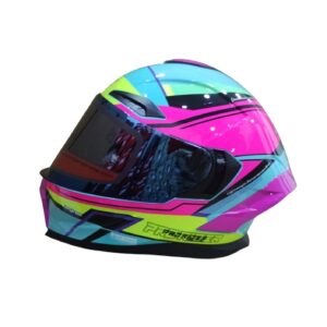 CASCO INTEGRAL PRO RIDER 716SP WIELKI TURQUESA / FUCSIA / AMARILLO VISOR IRIDIUM AZUL SPOILER FUCSIA L