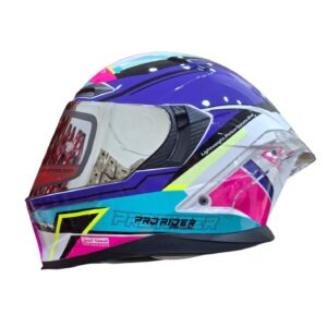 CASCO INTEGRAL PRO RIDER 716SP WIELKI BLANCO / MORADO / TURQUESA VISOR SILVER SPOILER TRANSPARENTE L