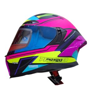 CASCO INTEGRAL PRO RIDER 716SP WIELKI NEGRO / FUCSIA / AMARILLO VISOR IRIDIUM AZUL SPOILER FUCSIA S