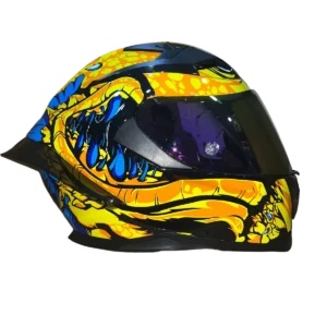 Casco Integral DV MM 937 Dragon Amarillo, Azul, Visor y spoiler Azul S