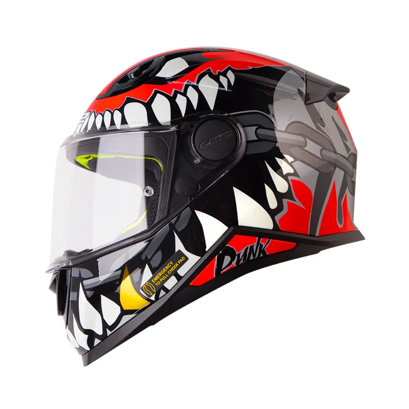 Casco Integral LS2 FF812 Kid Punk Brillo Gris Rojo Visor TR M