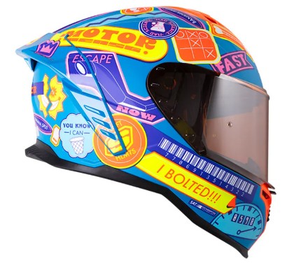Casco Integral SHAFT 598 GTR randomize Mate azul naranja visor naranja XL - Imagen 3