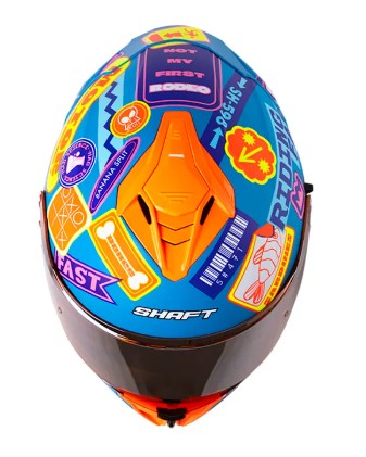 Casco Integral SHAFT 598 GTR randomize Mate azul naranja visor naranja XL - Imagen 2
