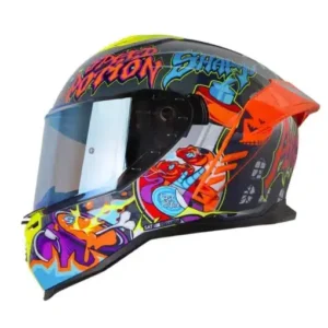 Casco Integral SHAFT 598 GTR Brillo Abracadab Gris Oscuro Naranja Visor Azul M