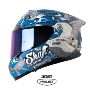 Casco Integral Shaft Pro 610 EVO Bluer Plane Brillo Azul Oscuro Azul Visor Azul S