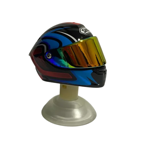 CASCO DE COLECCION SHOEI MINI AZUL ROJO