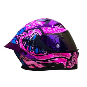 Casco Integral DV MM 937 Dragon Fucsia Azul Visor y spoiler Morado XL