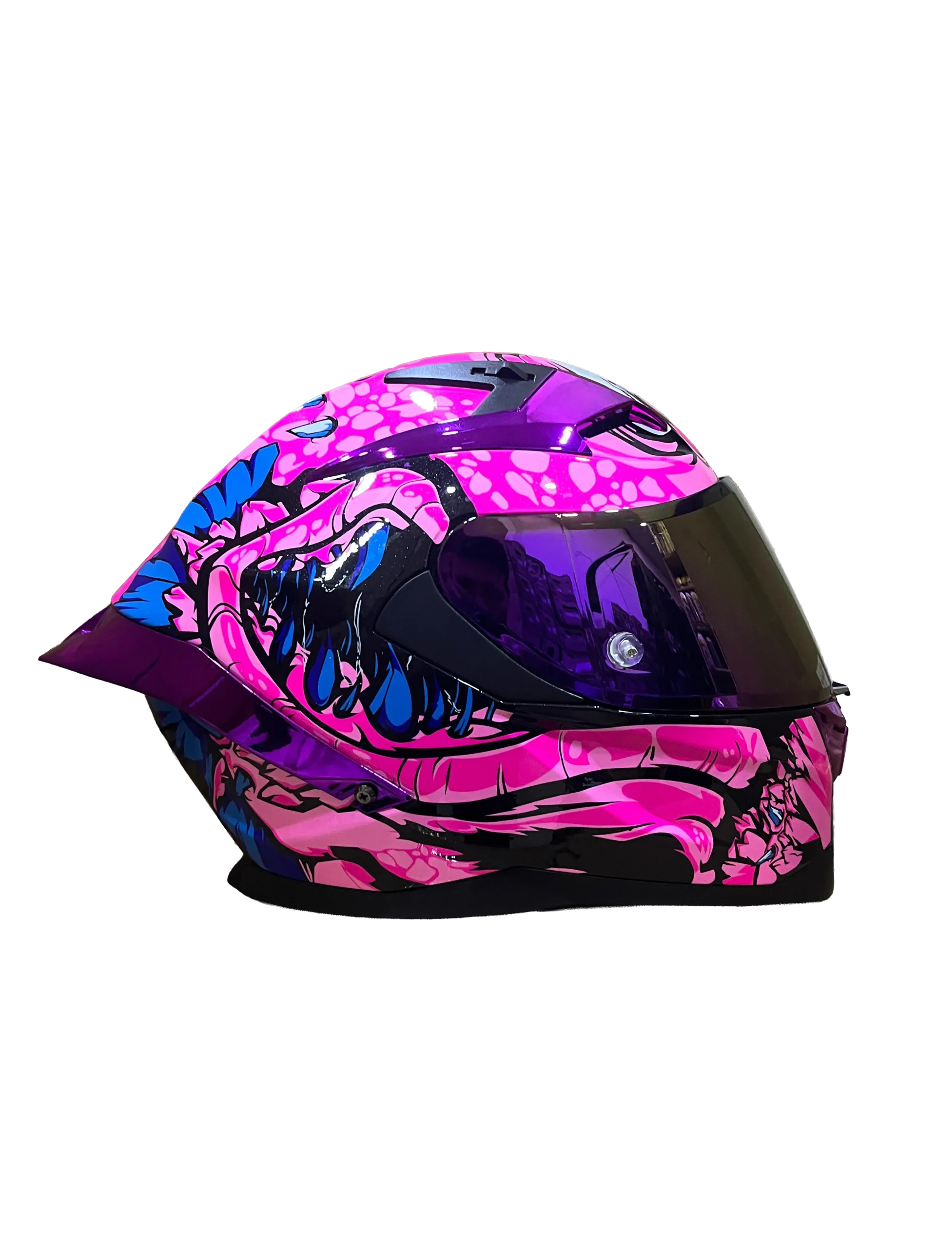 Casco Integral DV MM 937 Dragon Fucsia Azul Visor y spoiler Morado XL