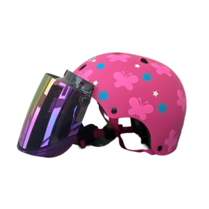 Casco Niña Abierto Fucsia Mariposas