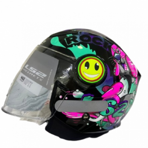 CASCO LS2 FF602 NEGRO FUCSIA FUNNY ROCK S