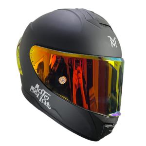 Casco Integral MM 909SP Solid Negro Silver Rojo Visor Dorado Rojo M