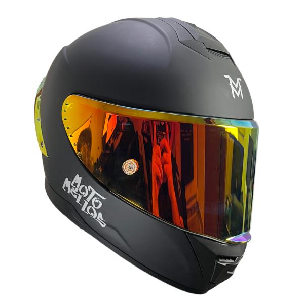 Casco Integral MM 909SP Solid Negro Mate Silver Visor Revo Rojo Spoiler Rojo S
