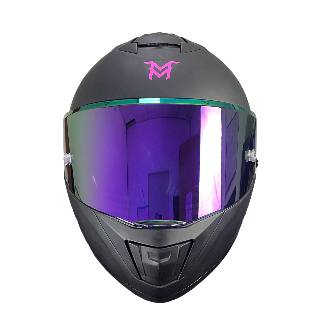 Casco Integral MM 909SP Solid Negro Fucsia Visor Morado XL - Imagen 4