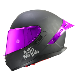 Casco Integral MM 909SP Solid Negro Mate Silver Visor Revo Morado Spoiler Morado S