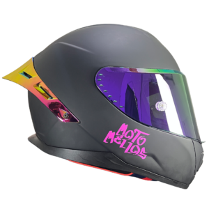Casco Integral MM 909SP Solid Negro Fucsia Visor Morado XL